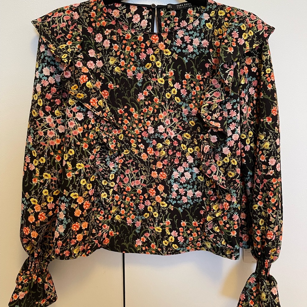 Zara Basic Collection - Floral Blouse - Size L